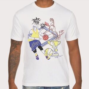 Akoo Graphic Short Sleeve White Cotton Tee Men Size Medium